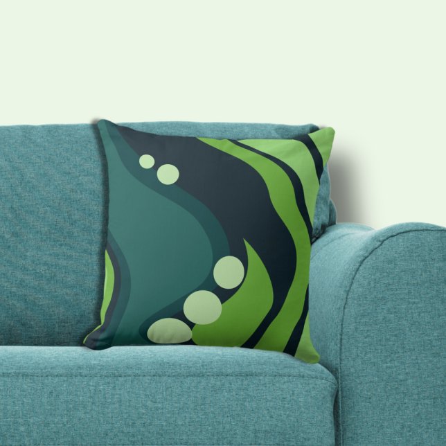 Abstract blauw & groen organisch vloeiende vormen kussen (Abstract Blue & Green Organic Flowing Shapes Throw Pillow)