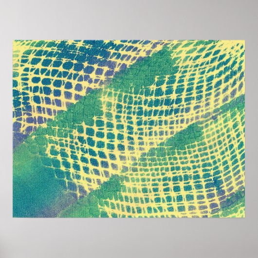 Abstract Blauw Groen Paarse Gele Patroon Posters (Voorkant)