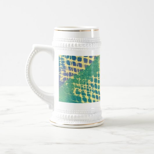 Abstract Blauw Groen Paarse Patroon Steins Bierpul (Links)