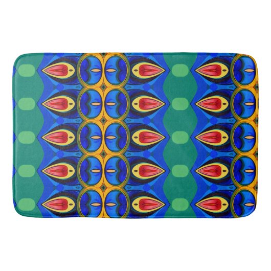 Abstract blauw groen rood badmat (Voorkant)