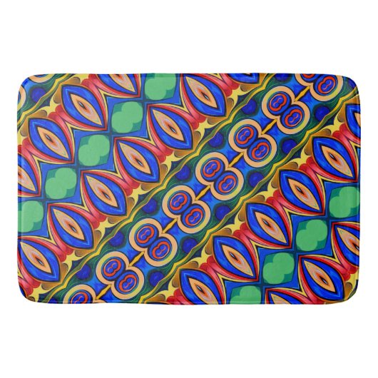 Abstract blauw groen rood badmat (Voorkant)
