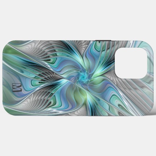 Abstract blauw groen vlinder fractal Art Monogram Case-Mate iPhone Case (Achterkant (horizontaal))