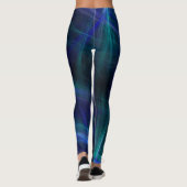 Abstract Blauw Groen Zwart Fractal Mist Leggings (Achterkant)