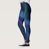 Abstract Blauw Groen Zwart Fractal Mist Leggings (Links)
