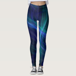 Abstract Blauw Groen Zwart Fractal Mist Leggings