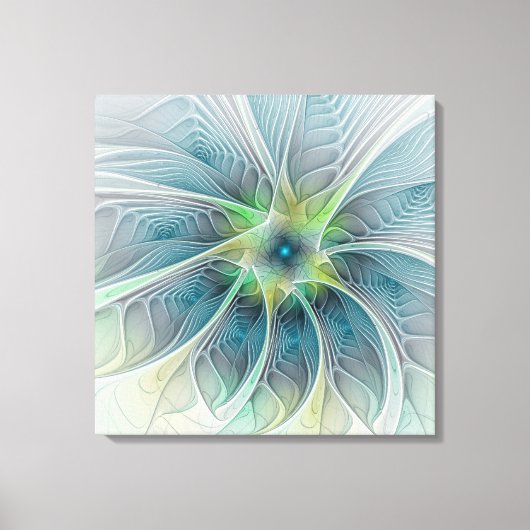 Abstract Blauw Groene Kunstvlek Fantasevloeistof Canvas Afdruk (Voorkant)