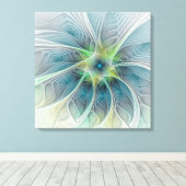 Abstract Blauw Groene Kunstvlek Fantasevloeistof Canvas Afdruk (Insitu (Houten vloer))