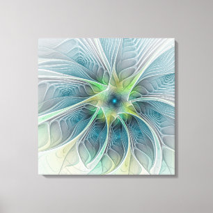 Abstract Blauw Groene Kunstvlek Fantasevloeistof Canvas Afdruk