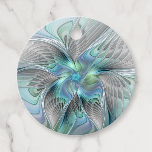 Abstract Blauw Groene Vlinder Fantasy Art Custom Bedankjes Labels (Voorkant)