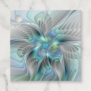 Abstract Blauw Groene Vlinder Fantasy Art Custom Bedankjes Labels