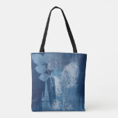 Abstract blauw grunge artwork tote bag (Achterkant)