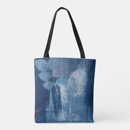 Abstract blauw grunge artwork tote bag (Achterkant)
