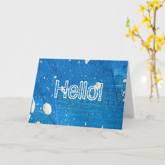 Abstract Blauw, Hallo! Kaart (Gele Bloem)