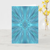 Abstract blauw, Happy Birthday Kaart (Gele Bloem)