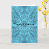 Abstract blauw, Happy Birthday Kaart (Gele Bloem)