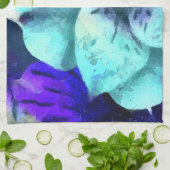 Abstract blauw Hibiscus-ventilator Theedoek (Gevouwen)