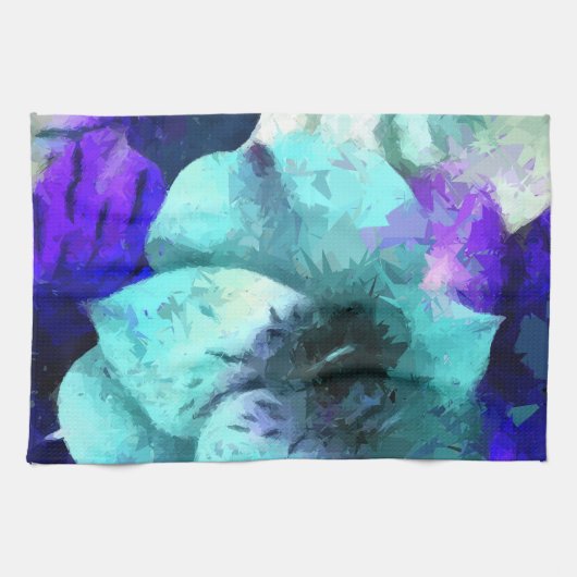 Abstract blauw Hibiscus-ventilator Theedoek (Horizontaal)