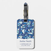Abstract blauw ICS-patroon Bagagelabel (Achterkant verticaal)
