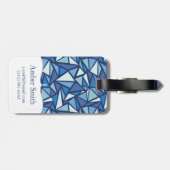 Abstract blauw ICS-patroon Bagagelabel (Achterkant horizontaal)