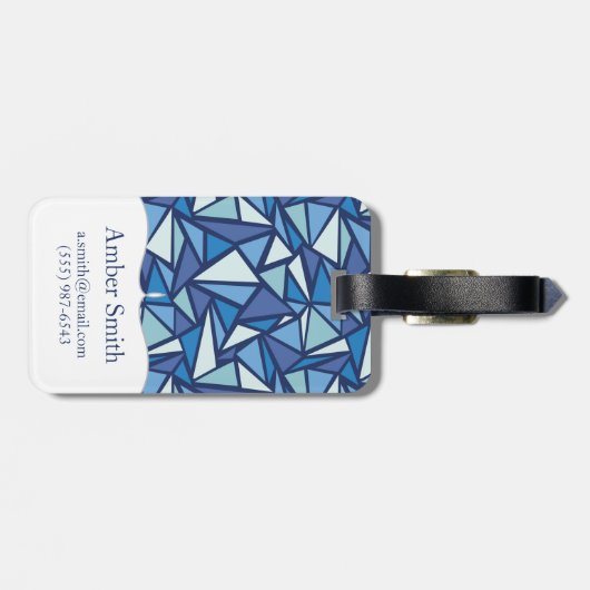 Abstract blauw ICS-patroon Bagagelabel (Achterkant horizontaal)