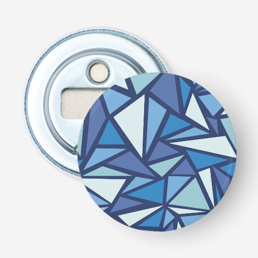 Abstract blauw ICS-patroon Button Flesopener (Voorkant)