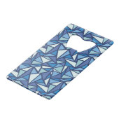 Abstract blauw ICS-patroon Creditkaart Flessenopener (Voorkant Gekanteld)