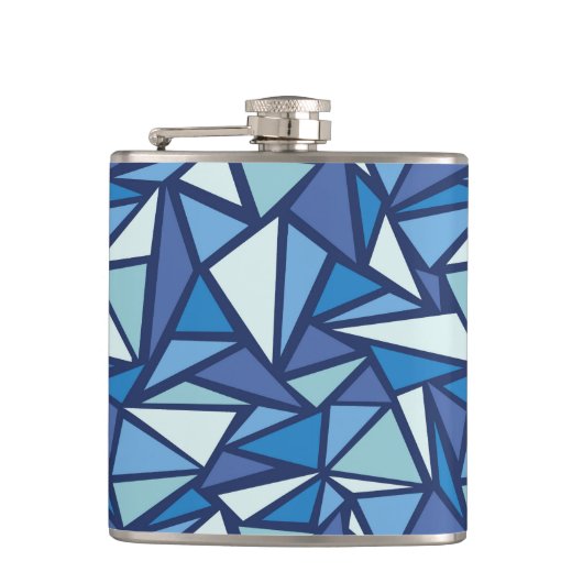 Abstract blauw ICS-patroon Heupfles (Voorkant)