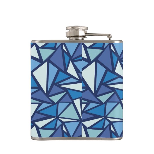 Abstract blauw ICS-patroon Heupfles (Achterkant)