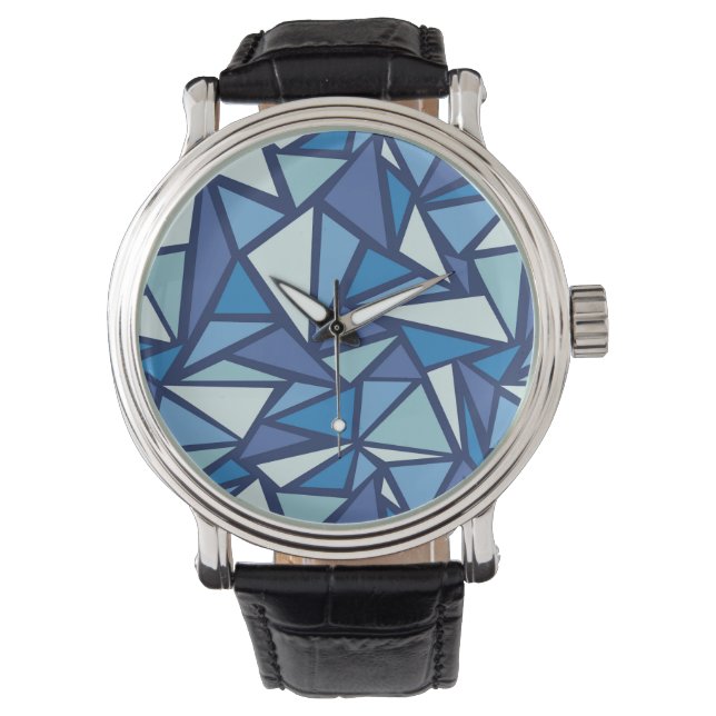 Abstract blauw ICS-patroon Horloge (Voorkant)