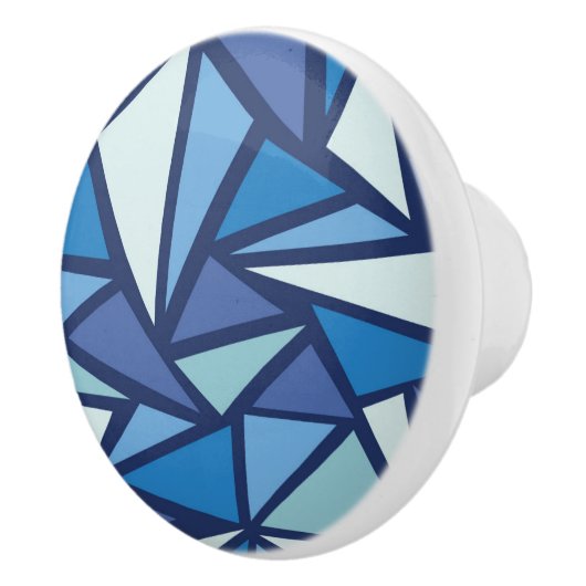 Abstract blauw ICS-patroon Keramische Knop (Rechts)