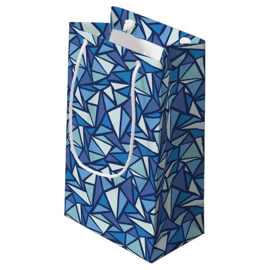 Abstract blauw ICS-patroon Klein Cadeauzakje (Achterkant Gekanteld)