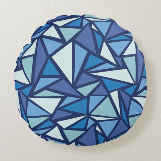 Abstract blauw ICS-patroon Rond Kussen (Voorkant)