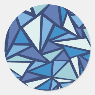 Abstract blauw ICS-patroon Ronde Sticker