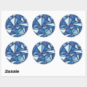 Abstract blauw ICS-patroon Ronde Sticker (Vel)