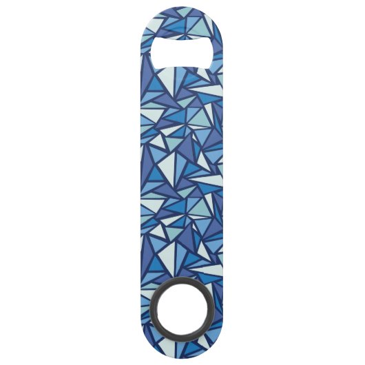 Abstract blauw ICS-patroon Speed Flessenopener (Voorkant)