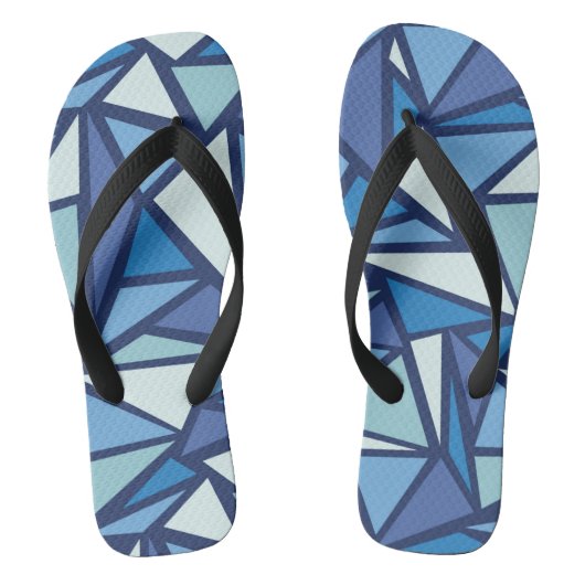 Abstract blauw ICS-patroon Teenslippers (Voetbed)