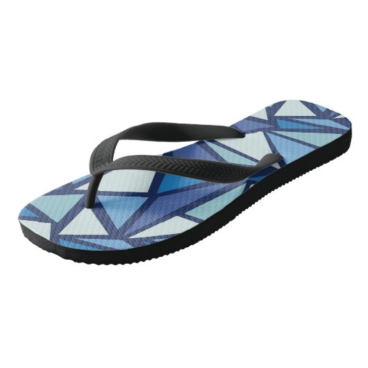 Abstract blauw ICS-patroon Teenslippers (Schuin)