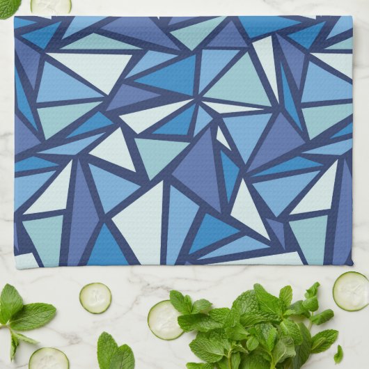 Abstract blauw ICS-patroon Theedoek (Gevouwen)