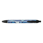Abstract blauw ICS-patroon Zwarte Inkt Pen (Achterkant)