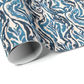 Abstract blauw Ikat Waterverf Patroon Cadeaupapier (Rol Hoek)