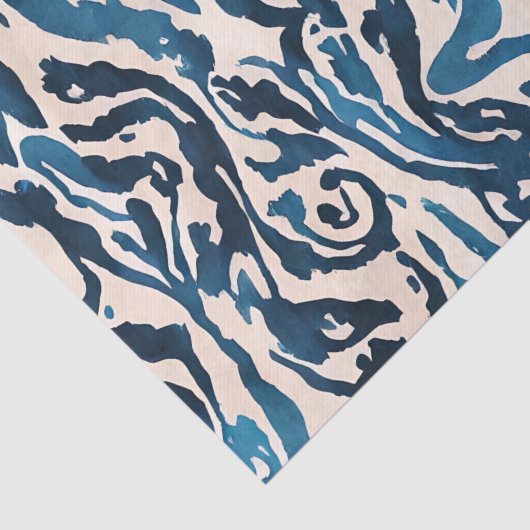 Abstract blauw Ikat Waterverf Patroon Tissuepapier (Detail)
