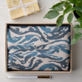 Abstract blauw Ikat Waterverf Patroon Tissuepapier (Geschenk)