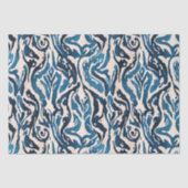 Abstract blauw Ikat Waterverf Patroon Tissuepapier (Voorkant)