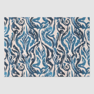Abstract blauw Ikat Waterverf Patroon Tissuepapier
