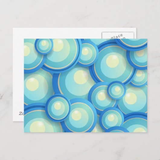 Abstract blauw in groen briefkaart (Voorkant / Achterkant)