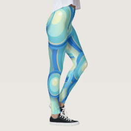 Abstract blauw in groen leggings