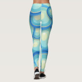 Abstract blauw in groen leggings (Achterkant)