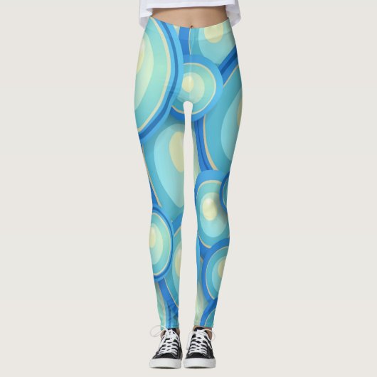 Abstract blauw in groen leggings (Voorkant)