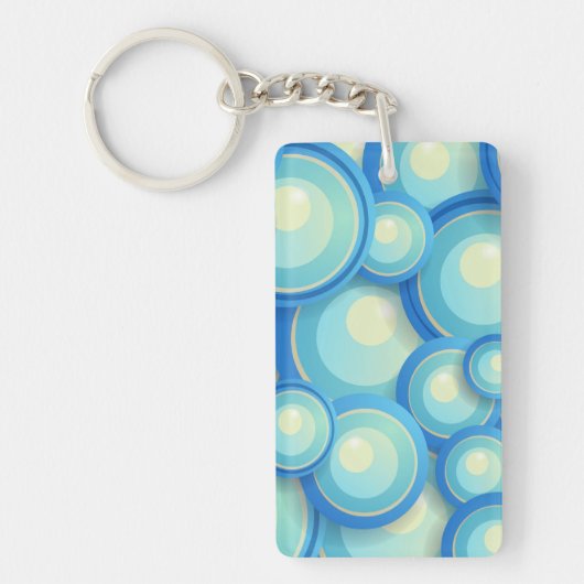 Abstract blauw in groen sleutelhanger (Voorkant)