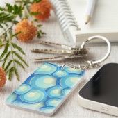 Abstract blauw in groen sleutelhanger (Voorkant Rechts)